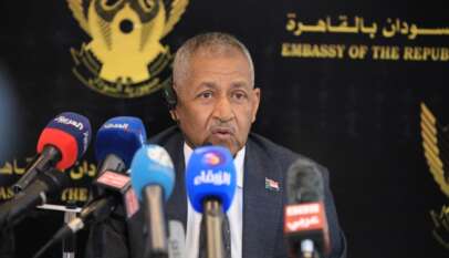 في إطار جهود الدبلوماسية عدوي يؤكد على أهمية فرض حظر تسليح على المليشيا المتمردة ومنعها من اى دعم عسكرى او مالى في إطار جهود الدبلوماسية عدوي يؤكد على أهمية فرض حظر تسليح على المليشيا المتمردة ومنعها من اى دعم عسكرى او مالى