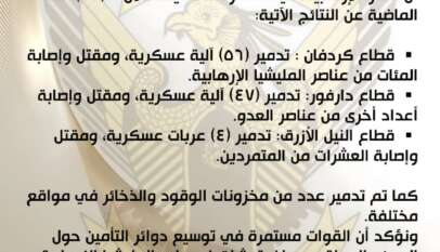 الجيش : تدمير 107 آلة عسكرية للملي-شيا خلال 72 ساعة الجيش : تدمير 107 آلة عسكرية للملي-شيا خلال 72 ساعة